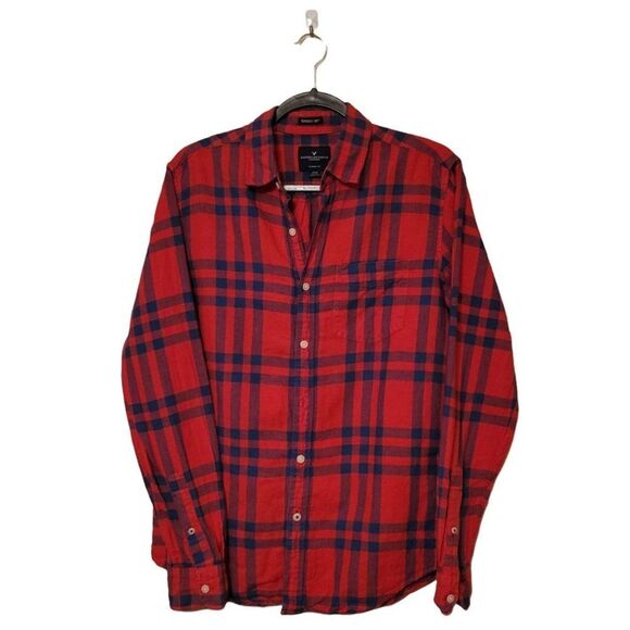American Eagle Outfitters Other - American Eagle Mens Shirt Red S  Button Up Super Soft Plaid Flannel